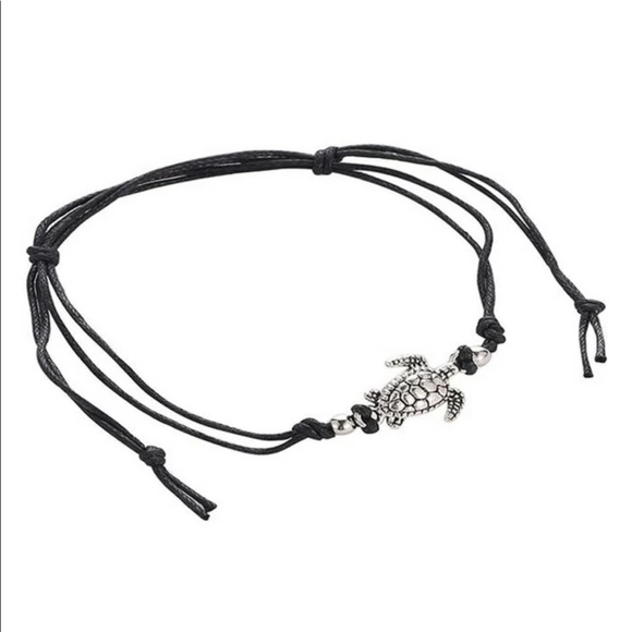 🐢 Sea Turtle Silver & Black anklet 🌊 - Picture 2 of 3